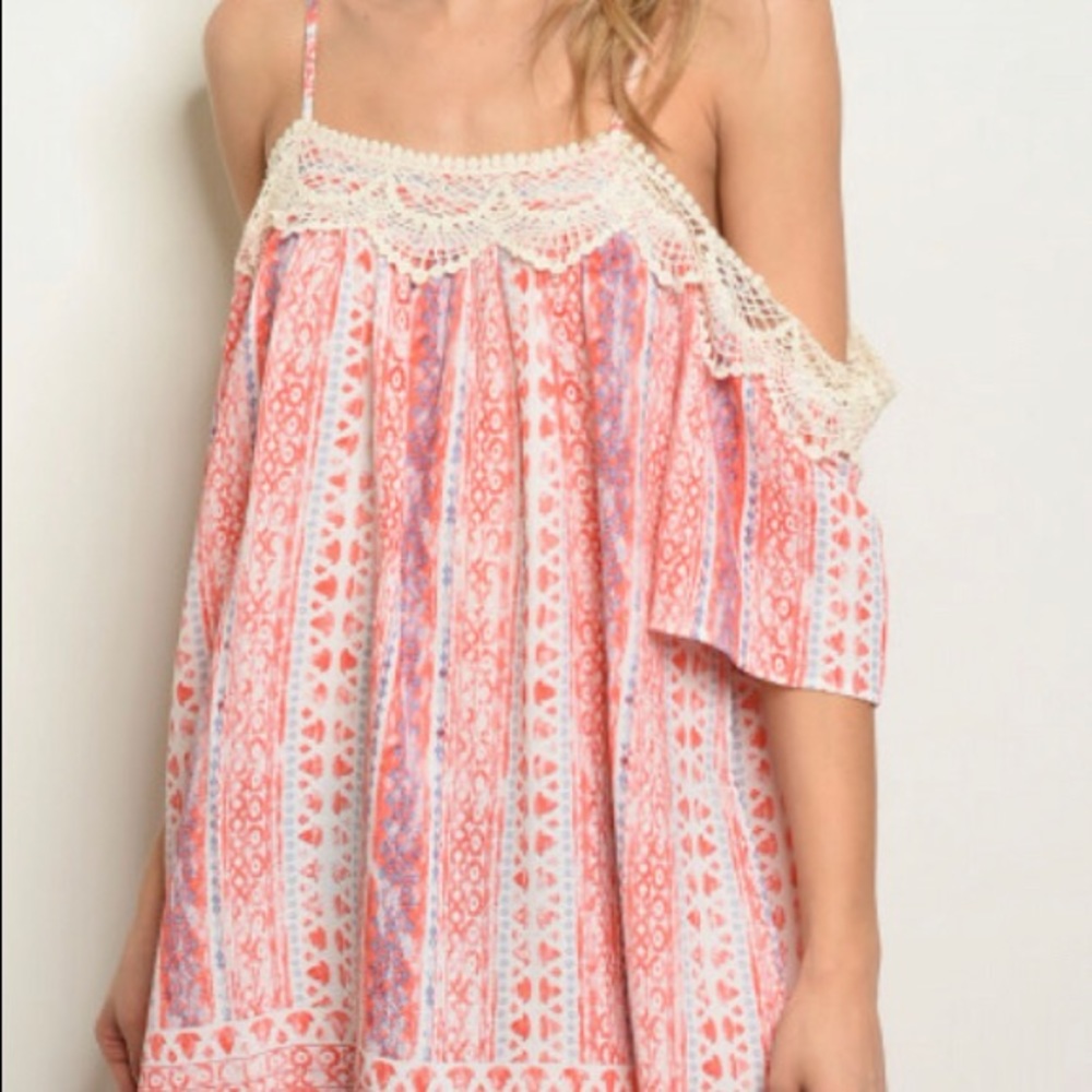 🆕 Pink Ivory Blue Dress - Picture 2 of 6